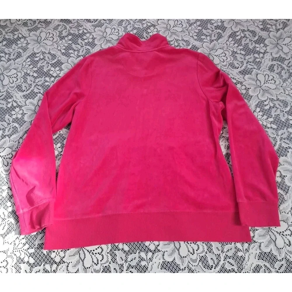 Laura Ashley Pink Velour Tracksuit Set XL Rhinestone‎ Zip Jacket Wide Leg Pants